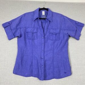 Olsen Europe Linen Shirt Purple Button Down